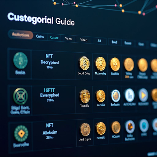 Comprehensive visual guide showing different categories of digital assets including coins, tokens, NFTs, and their classifications with blockchain network connections and technical specifications displayed on a modern digital interface